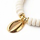Shell Shape Cubic Zirconia Charm Stretch Bracelets Set for Teen Girl Women BJEW-JB06850-02-12