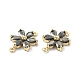 Brass Pave Cubic Zirconia Connector Charms KK-B072-01G-4