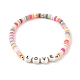 Ensembles de bracelets extensibles de perles heishi en argile polymère pour la saint valentin BJEW-JB06298-01-5