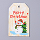 天然ポプラ材の大きなペンダント  印刷  印刷  クリスマスのために  メリークリスマスの言葉が書かれたカード  ミックスカラー  80x49.5x2.5mm  穴：4.5mm WOOD-D010-15-2