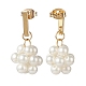 Orecchini pendenti con perle intrecciate con perle di conchiglia EJEW-TA00107-4