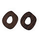 天然ウェンジウッドペンダント  染色されていない  不規則な楕円形のチャーム  ココナッツブラウン  47.5x40x3.5mm  穴：2mm WOOD-T023-59-2