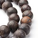 Frosted Round Natural Bronzite Bead Strands G-J346-10-12mm-1