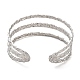 304 Stainless Steel Triple Lines Cuff Bangles BJEW-G694-09P-3