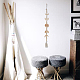 SuperZubehör perlenbesetzter Burlywood-Mondphasen-Wandbehang-Anhänger im Bohemian-Ethno-Stil mit Quastengirlande aus Holz HJEW-WH0047-08-3