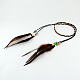 Diademas de cordón de ante trenzado de plumas teñidas para mujer OHAR-R183-05-1