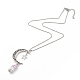 Natürliche lila weiße Jadekugel mit Mond- und Sternanhänger-Halskette aus Legierung NJEW-JN03912-02-1