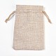 ポリエステル模造黄麻布包装袋  巾着袋  桃パフ  14x10cm ABAG-WH0008-03-1
