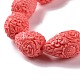 Dyed Synthetical Coral Teardrop Shaped Carved Flower Bud Beads Strands CORA-L009-01-2