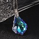 Teardrop AB Color Plated Electroplate Glass Pendant Necklaces NJEW-JN01492-3