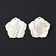 天然淡水シェルのペンダント  花のチャーム  ホワイト  43.5x44.5x2.5mm  穴：2mm SHEL-H001-04-3