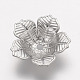 真鍮製ビーズキャップ  エッチングされた金属装飾  花  5花びら  プラチナ  16x4mm  穴：2mm X-KKC-G002-29P-1