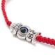 Armband aus Harz mit bösem Blick und geflochtenen Perlen aus Legierung BJEW-JB08494-03-4