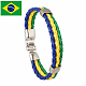 Bracelet cordon triple ligne imitation cuir couleur drapeau avec fermoir alliage GUQI-PW0001-086B-1