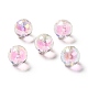 Perles acryliques irisées arc-en-ciel à placage uv bicolore TACR-D010-03B-06-1