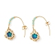 3 Pair 3 Color Rhinestone & Glass Beaded Flower Dangle Earrings EJEW-MZ00097-2