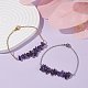 2 pièces 2 couleurs bracelets à maillons perlés avec puce d'améthyste naturelle sertis de 304 chaînes de câbles en acier inoxydable BJEW-JB07914-03-2