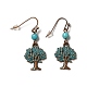 3 Pairs 3 Style Tree & Feather & Stone Shape Alloy Dangle Earrings Set EJEW-G330-03R-2