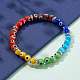 Rainbow Round Evil Eye Lampwork Stretch Beaded Bracelets for Kids X-BJEW-JB05940-3