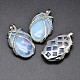 Oval Platinum Plated Brass Natural & Synthetic Mixed Stone Pendants G-F228-34-RS-3