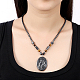 Black Iron Stone Pendant Necklaces NJEW-BB17500-7