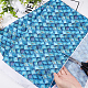 Fingerinspire tessuto a scaglie di sirena tessuto di cotone 39x57 pollice tessuto in poliestere blu profondo del mare tessuto con motivo a scaglie di pesce stampato a sirena panno per t-shirt DIY-WH0292-79B-3