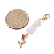 Decorazioni pendenti con chip di quarzo rosa naturale di San Valentino HJEW-JM01331-4