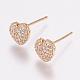Brass Micro Pave Cubic Zirconia Stud Earrings EJEW-F125-08G-1