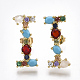 (vendita di fabbrica di gioielli per feste) orecchini a bottone in ottone con micro pavé di zirconi cubici EJEW-S201-41I-2