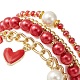4 pièces 4 styles de bracelets extensibles en perles de verre et de coquillage BJEW-TA00289-2