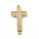 Rack Plating Brass Micro Pave Clear Cubic Zirconia Connector Charms KK-G458-06G-1