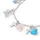 Natural & Synthetic Mixed Gemstone Chips & Cross Charms Anklet AJEW-AN00512-04-3