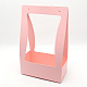 折り畳み式のインスピセート紙箱  ポータブルギフト包装ボックス  ベーカリーケーキカップケーキボックスコンテナ  長方形  ピンク  22.2x11.9x35.4cm CON-WH0079-06B-1