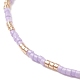Glass Beaded Stretch Bracelet with Brass Beads BJEW-MZ00005-6