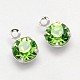 Flat Round Brass Micro Pave Cubic Zirconia Charms ZIRC-F017A-10-2