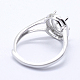 Componenti per anello da dito in argento sterling placcato rodio STER-G027-13P-3