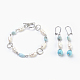 Natural Larimar & Synthetic Turquoise Bracelets & Earrings Jewelry Sets SJEW-JS00992-02-1