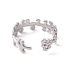 304 Stainless Steel Leafy Branch Wrap Open Cuff Ring for Women RJEW-C045-20P-3