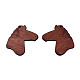 環境に優しい牛革レザーのビッグペンダント  染色木材  馬の頭  ブラック  53.5x42x3mm  穴：2mm FIND-N049-20D-3