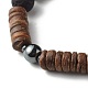 Braccialetto elasticizzato con perline rondelle di cocco naturale per uomo donna BJEW-JB06771-01-5