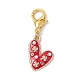 Corazón con decoraciones colgantes de esmalte de aleación de flores HJEW-JM01341-2