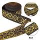 GORGECRAFT Ethnic Jacquard Ribbon 33mm Wide Double Side Gold Floral Embroidery Polyester Woven Ribbons Black Trim Fringe Band for DIY Sewing Crafts Clothing Curtain Home Embellishment Accessories OCOR-GF0001-79B-4