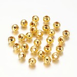 Perlas de espaciador de hierro, redondo, dorado, 5mm, agujero: 1.8 mm