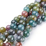 Natural Indian Agate Beads Strands, Round, 10mm, Hole: 1mm, about 39pcs/strand, 15.5 inch