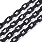 Chaînes de câble en acrylique opaque, ovale, noir, 13x8x2mm, 19.68 pouce (50 cm)/fil