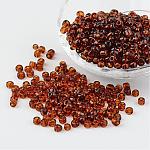 6/0 Perlas de semillas de vidrio, transparente, redondo, marrón, 4mm, agujero: 1.5 mm, aproximamente 496 unidades / 50 g