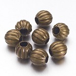 6 мм античная бронза покрытие круглый железа гофрированного шарики прокладки, без никеля , 6 мм диаметром, отверстие : 2 мм