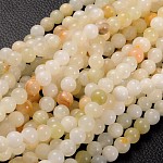Naturstein Perlen Stränge, Blume Jade, Runde, ca. 8 mm Durchmesser, Bohrung: ca. 1 mm, 15~16 Zoll