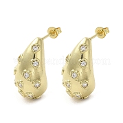 Серьги-гвоздики из латуни с цирконием EJEW-G381-01G