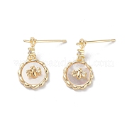 Fornituras de aretes de circonita cúbica con micro pavé de latón de abeja KK-E107-15G-02